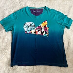 Robert Graham Graphic V-Neck Tee – Size L | 100% Cotton | Artwear Statement |